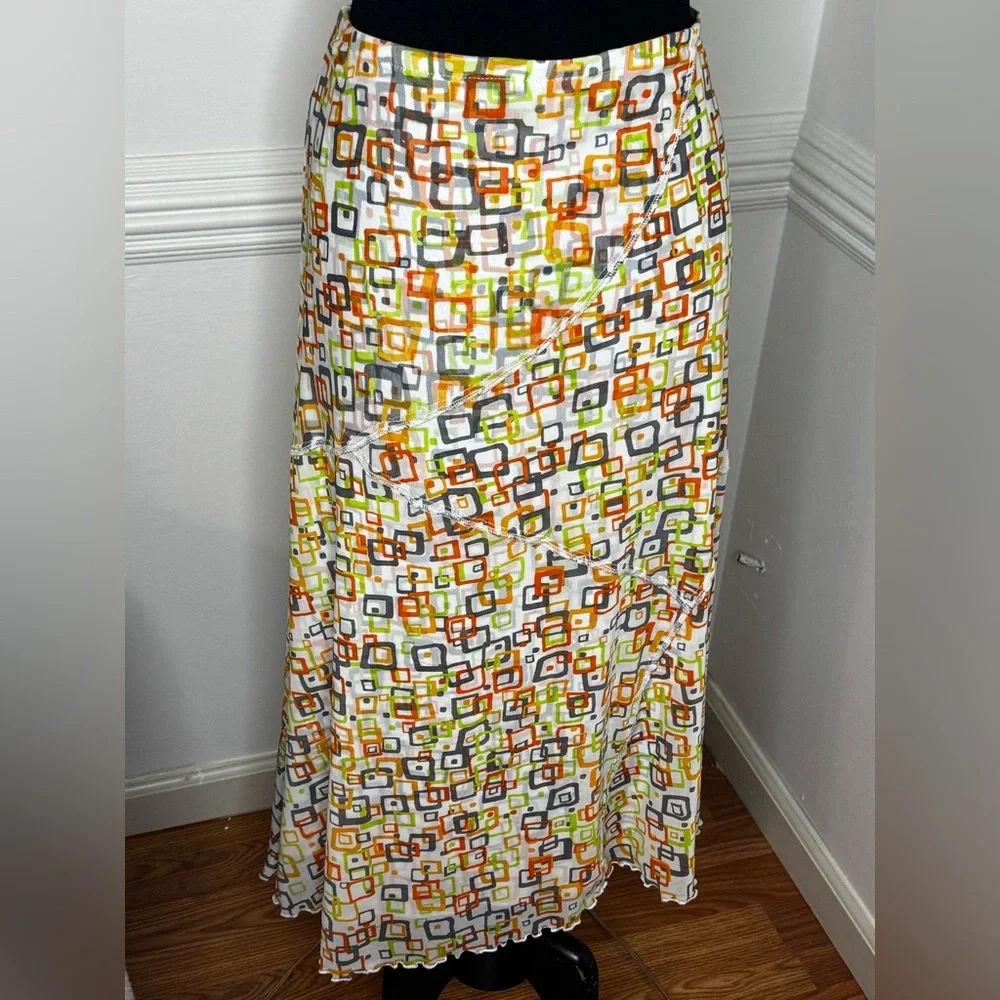 Multiples Colorful Abstract Maxi Skirt - Picture 4 of 6